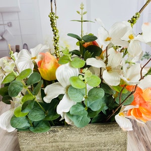 Everyday centerpiece, spring floral arrangement, housewarming gift, wedding arrangement, year round centerpiece, magnolia arrangement image 2