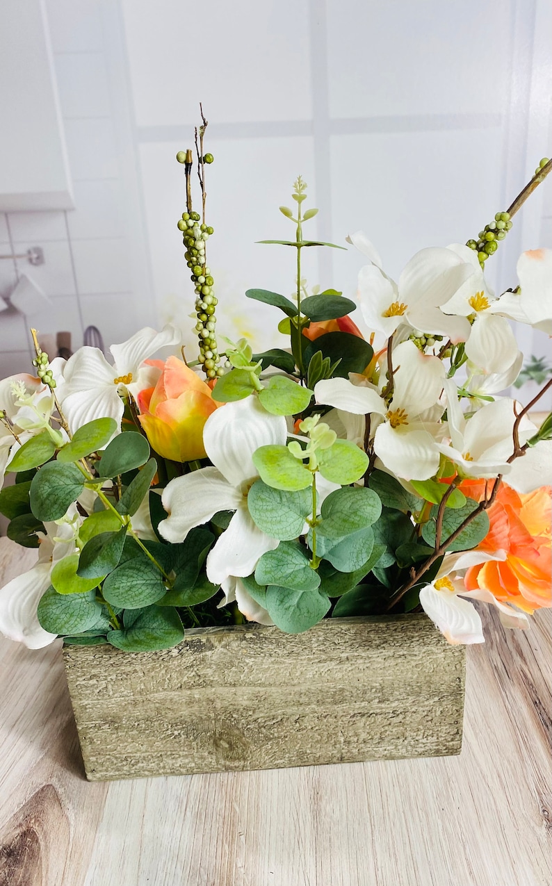 Everyday centerpiece, spring floral arrangement, housewarming gift, wedding arrangement, year round centerpiece, magnolia arrangement image 2