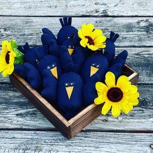 Primitive Midnight Blue Felt Crow: Bowl Filler, Wreath Attachment