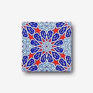 Blue Star Blossom Porcelain Tile - 4.25in for Kitchen Backsplash, Bathroom Walls & Accent Walls - Perfect Floor Wall Decor