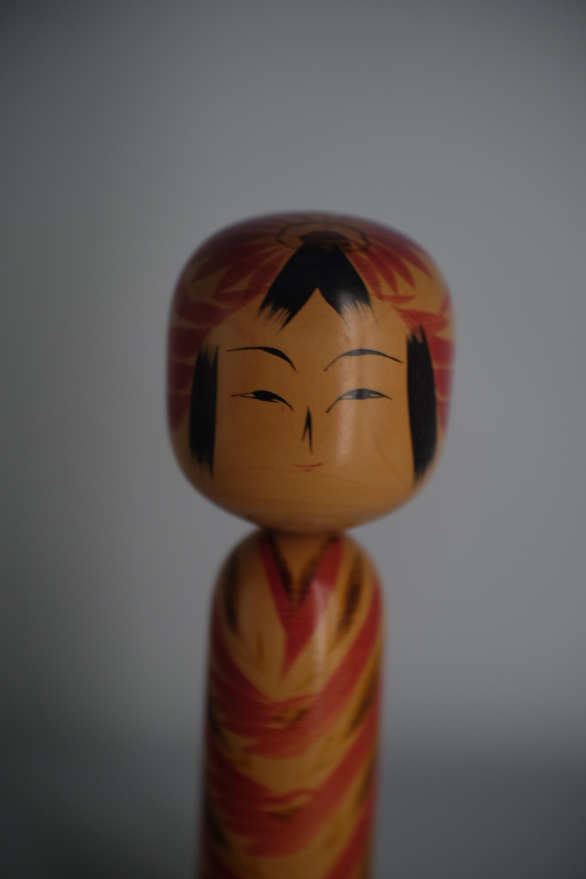 遠刈田様式のヴィンテージ日本のこけし、我妻吉助（1919-2014）作