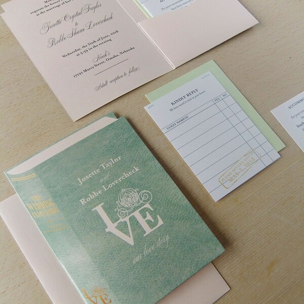 Book Wedding Invitation - Literary Inspired Wedding Invite - Love Story Book Invitation - Teacher Invitation - Library Wedding