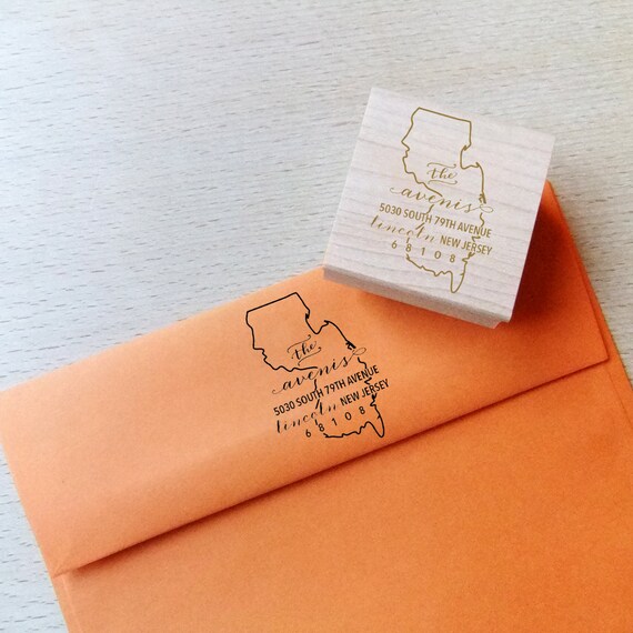 New Jersey Address Stamp Custom Return State Address Stamp Etsy