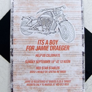 Baby Shower Invitation -- Instant Download -- Motorcycle invitation, Vintage Biker Invite, customize printable personalized editable