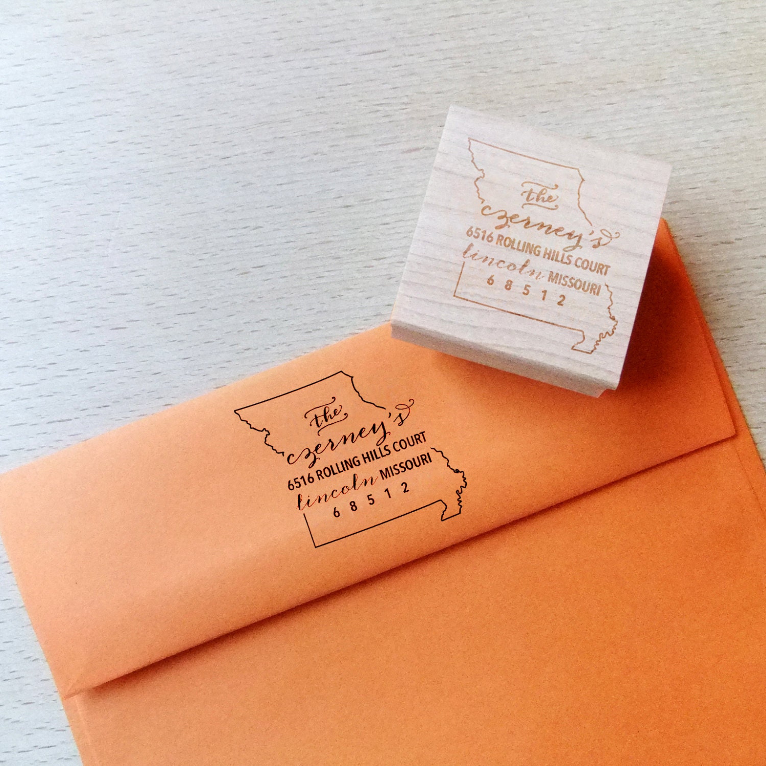 Missouri Address Stamp Custom Wooden Handle Return Address Etsy