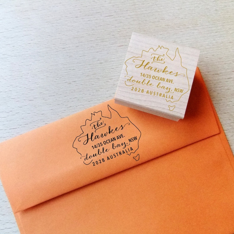 Australia Address Stamp Custom Wooden Handle or Self Inking Etsy