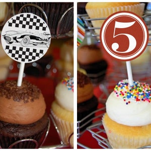 Rennauto Cupcake Toppers -- Sofort Download -- 5. Geburtstag, Geburtstagsparty, druckbare Aufkleber, Tags