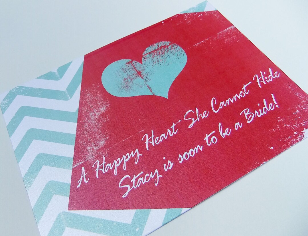 Bridal Shower Invitation Wedding Shower Invite Happy Heart Chevron