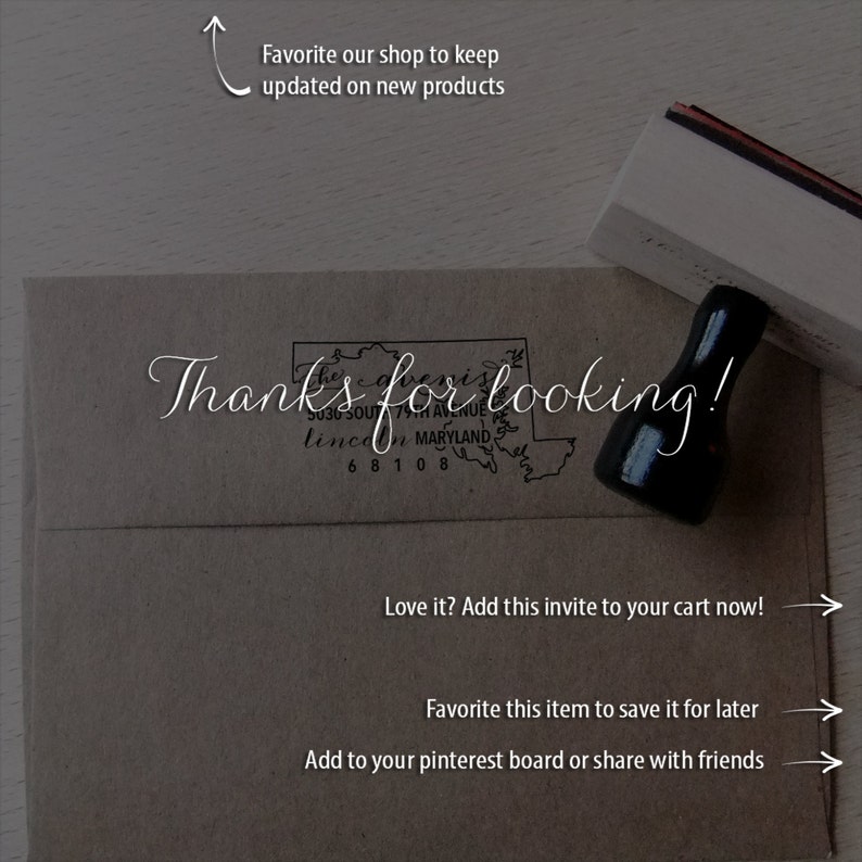 Maryland Address Stamp Custom Return State Address Stamp Etsy