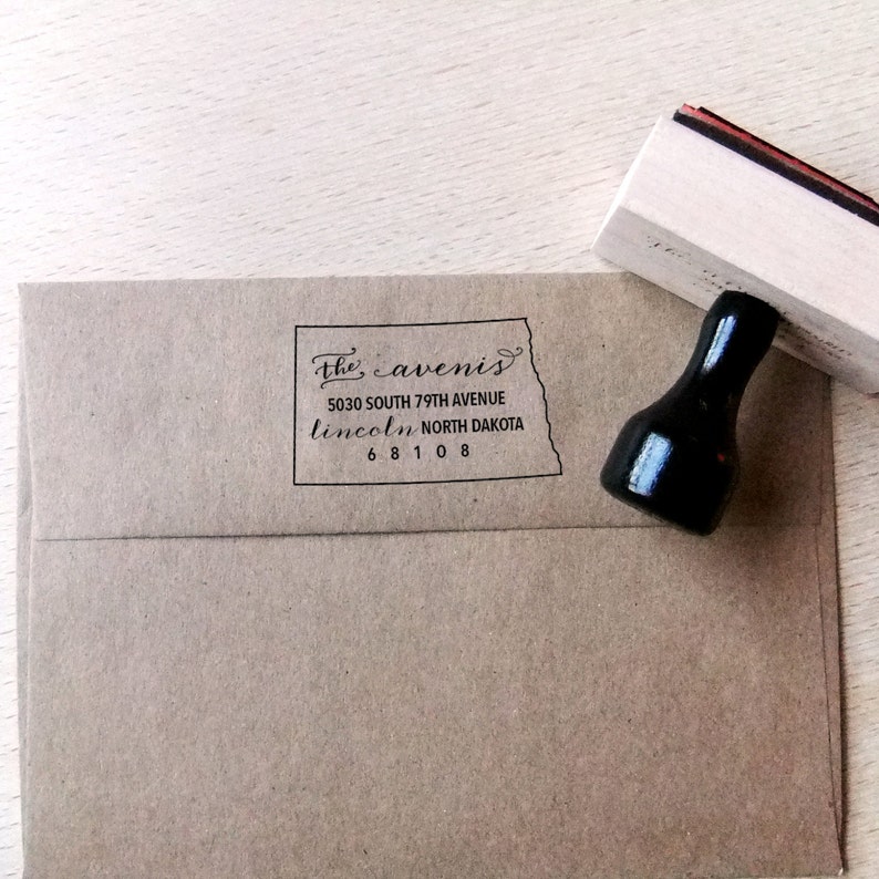 North Dakota Address Stamp Custom Return State Address Etsy