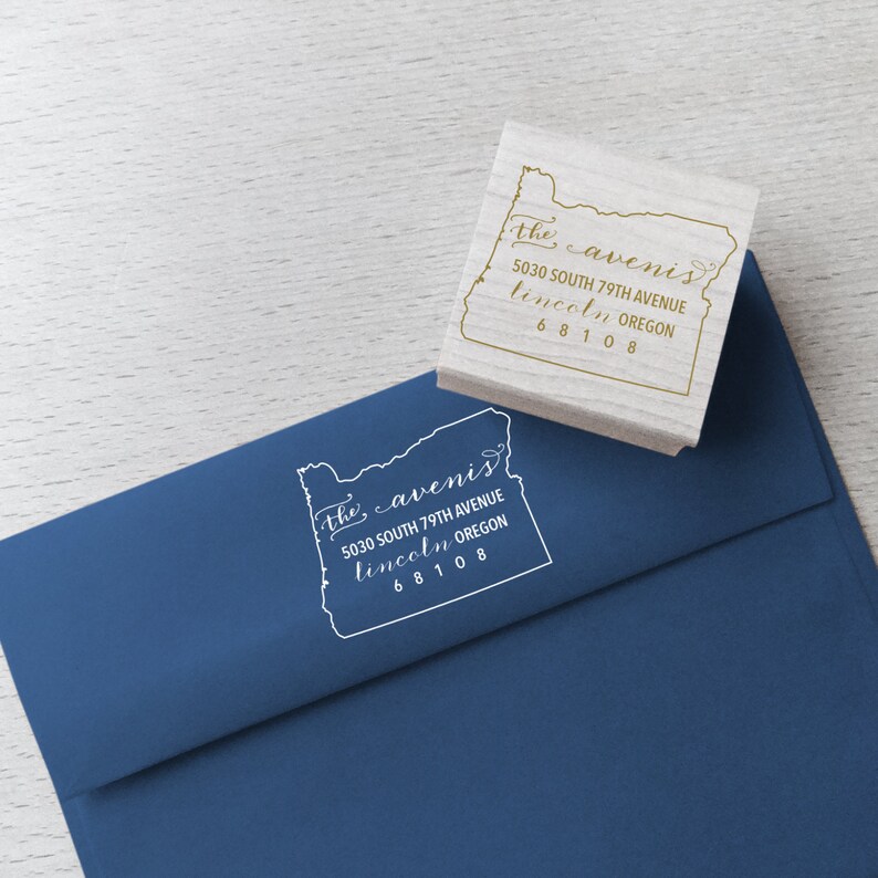 Oregon Address Stamp Custom Return State Address Stamp Wood Etsy