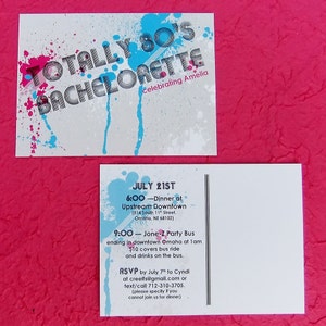 80 Bachellorette inviter--PDF imprimable sur mesure, soirée rétro, carte postale Invitations, modèle bricolage