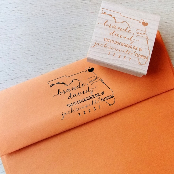 Florida Address Stamp Custom Wooden Handle Return Address Etsy