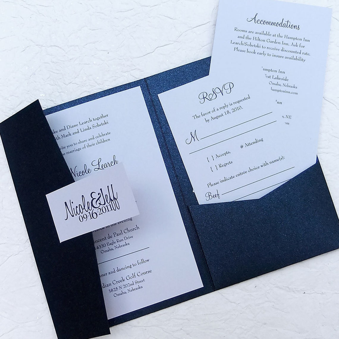 Pocketfold Wedding Invitation Classic Wedding Invite Basic Etsy