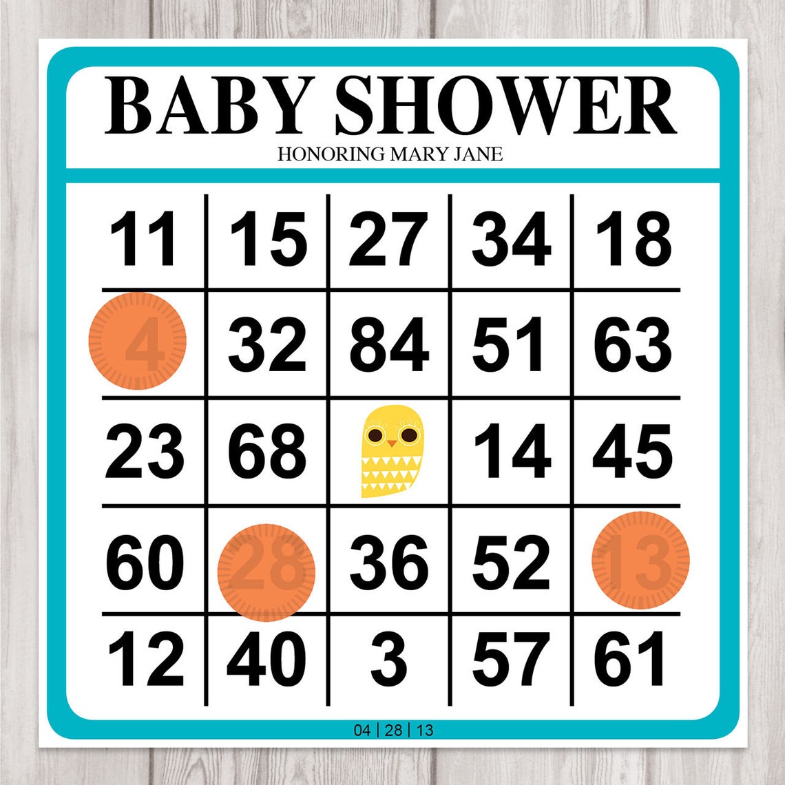 Bingo Baby Shower Instant Download Customized Printable - Etsy