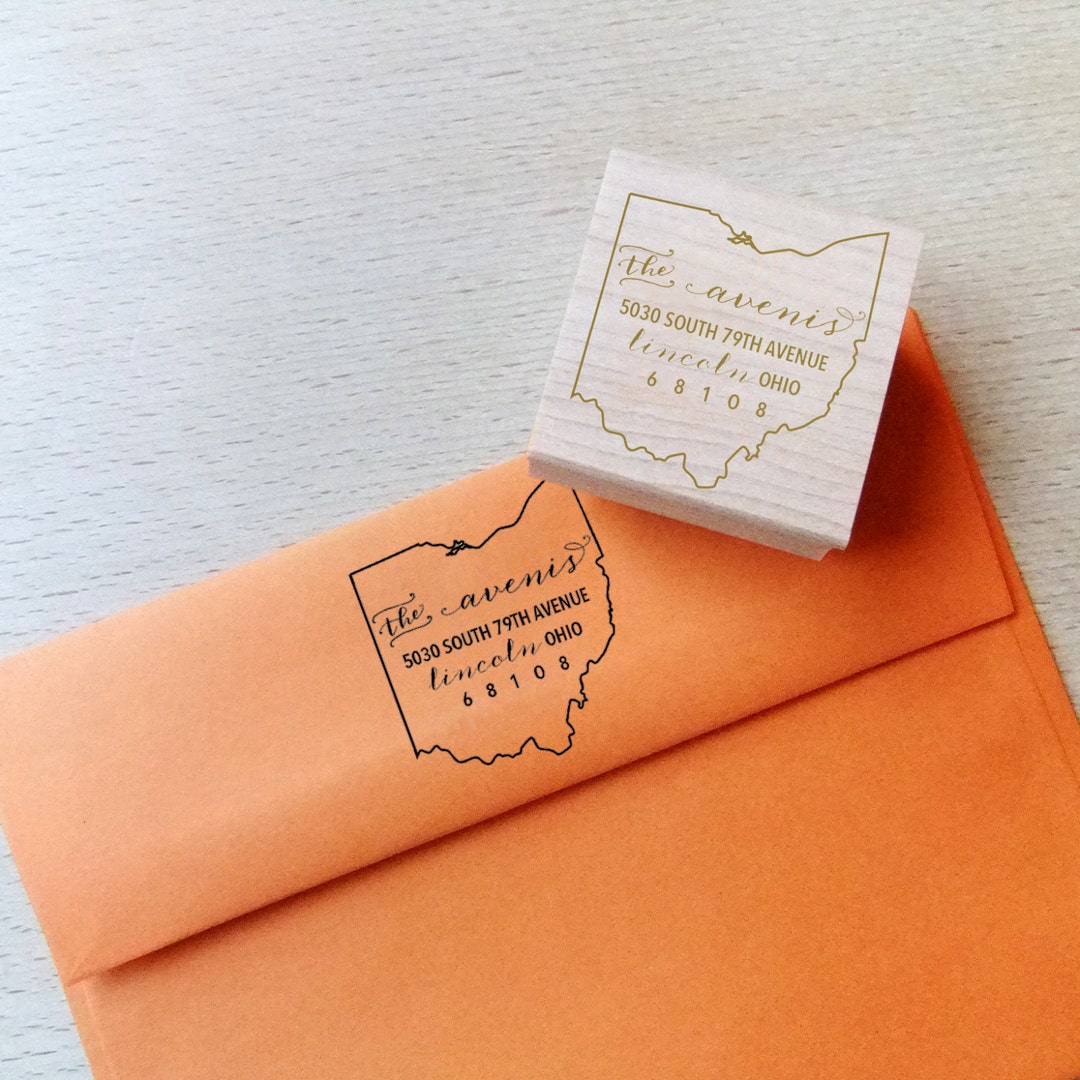 Ohio Address Stamp Custom Return State Address Stamp Wood Etsy