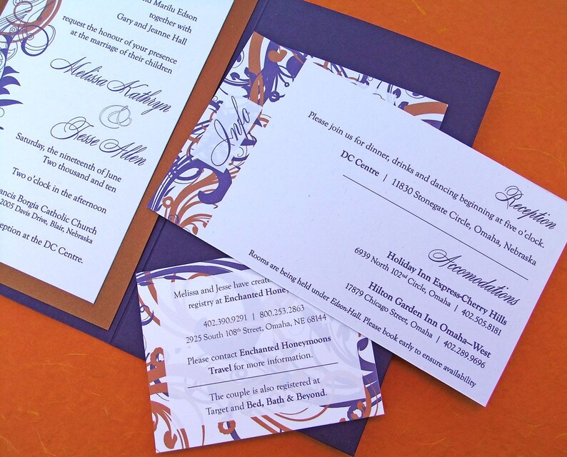 Pocketfold Wedding Invitation Metallic Pocket Invitation Etsy