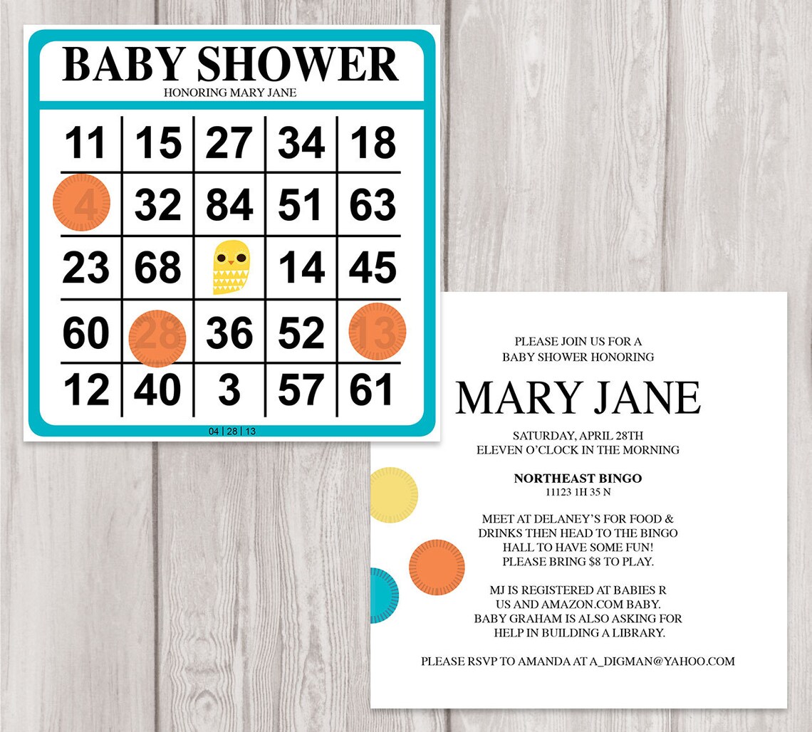 Bingo Baby Shower Instant Download Customized Printable - Etsy