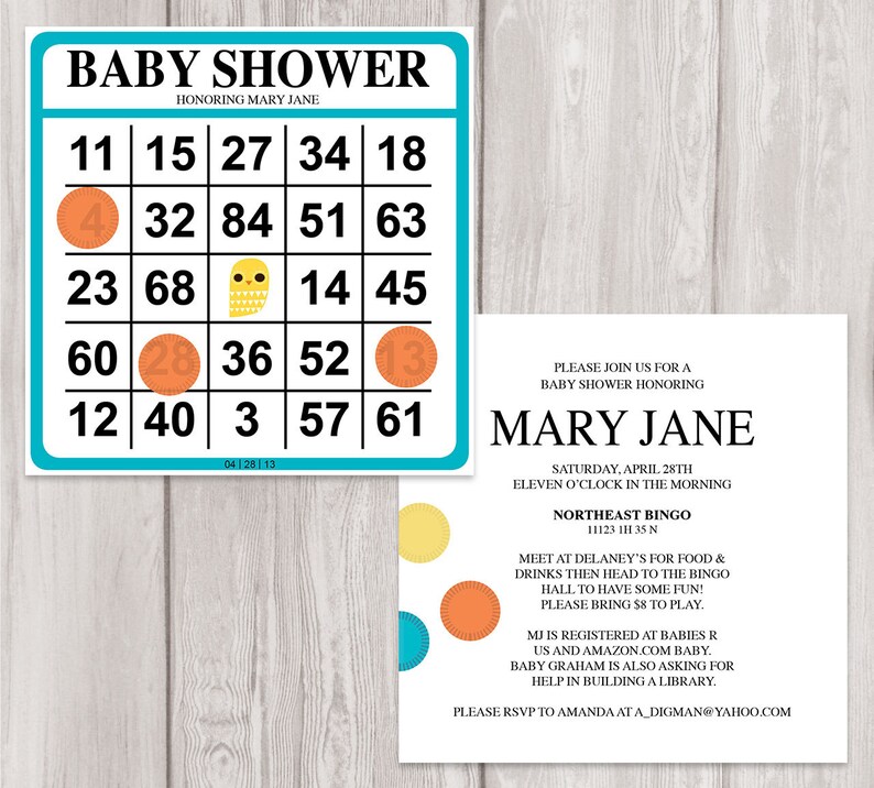 Bingo Baby Shower Instant Download Customized Printable | Etsy