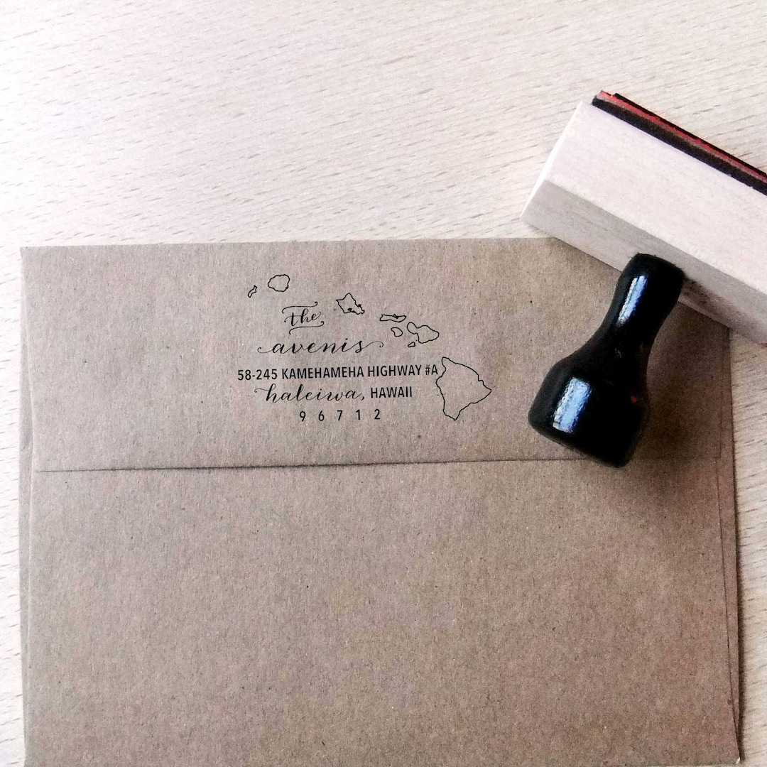 Hawaii Address Stamp Custom Return State Address Stamp Wood Etsy