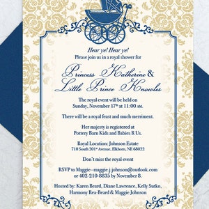 Baby Shower Invitation--Royal Baby Shower, Landau Invite, Shower de bébé élégant, genre neutre