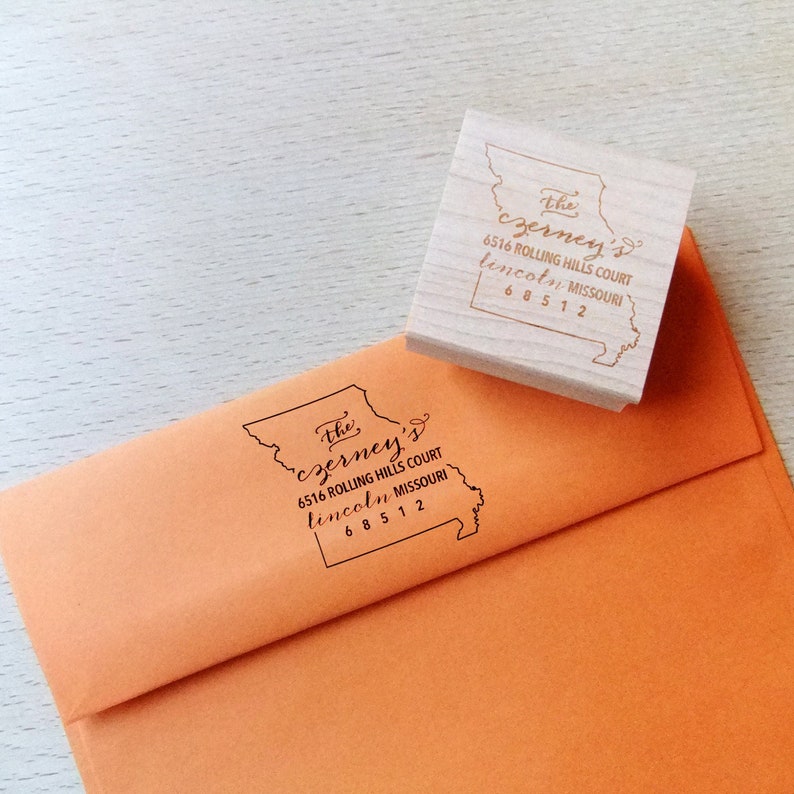 Missouri Address Stamp Custom Wooden Handle Return Address Etsy