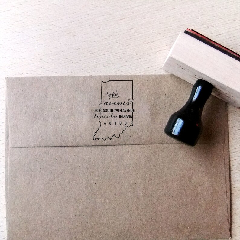 Indiana Address Stamp Custom Return State Address Stamp Etsy New Zealand