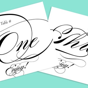 Tableau nombres - numéros de Table de mariage imprimable, Table numéros calligraphie