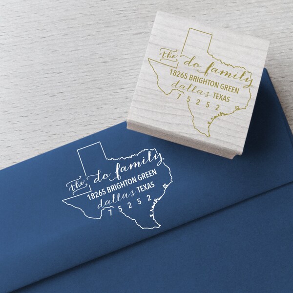 Texas Return Address Stamp - Custom Wooden Handle Return Address Stamp, State Address Stamp, Custom state rubber stamp, Color Ink Stamp