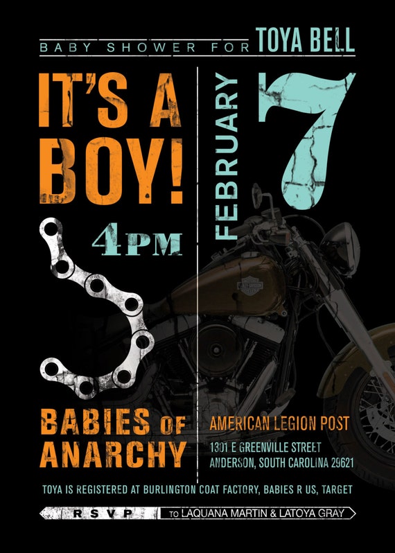 Harley davidson baby shower invitations 2025