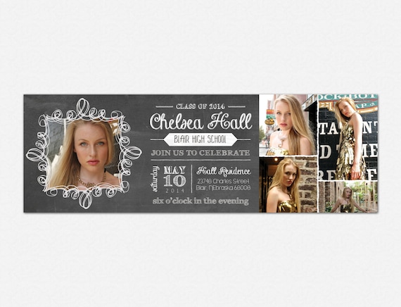 Graduation Invite -- Custom Printable PDF, Graduation Announcement, Chalkboard Invite, Photo Invite
