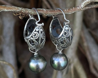 Black Pearl Earrings, Silver Drop Earrings, Pearl Jewelry, Pearl Earrings, Pearl Drop Silver, Black Pearl Jewelry, Big Pearl Earrings