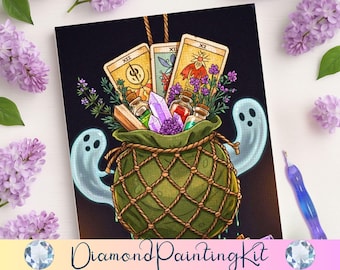 Potions Bag Diamond Painting, Witchycore Tarot and Crystals, Magical Wall Art, DIY Craft Kit