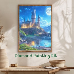 Zestaw do malowania diamentami Magic Academy: Fantasy Landscape Art z motywem Castle Lake