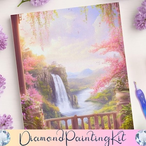 ACOTAR Spring Court Diamond Painting Kit, DIY Fantasy Art Wall Decor, Waterfall Landscape, Sarah J Maas, Booktok Gift For Crafters
