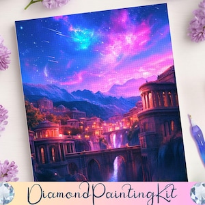 ACOTAR Velaris Starfall Diamond Painting Kit, Fantasy DIY Wall Decor, City of Starlight, Sarah J Maas, Booktok Gift For Crafters