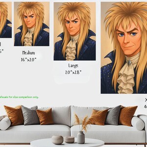 May include: Portrait art print featuring a man with long blonde hair, blue eyes, and a ruffled white shirt. The image is available in multiple sizes, including 12" x 16", 16" x 20", 20" x 28", and 40" x 60".