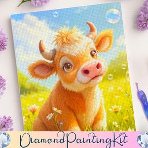 Baby Cow Diamond Painting Kit: DIY Craft Art, Nursery Decor