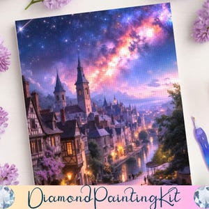 ACOTAR Streets of Velaris Diamond Painting Kit, Fantasy DIY Wall Decor, City of Starlight, Sarah J Maas, Booktok Gift For Crafters