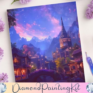 ACOTAR Velaris Night Court Diamond Painting Kit, Fantasy DIY Wall Decor, City of Starlight, Sarah J Maas, Booktok Gift For Crafters