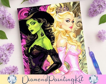 Wicked Diamond Painting Kit – Glinda and Elpheba, Witches of Oz