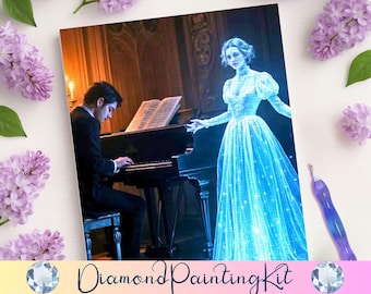 Haunted Love Diamond Painting, Romantic Gothic Ghost Story, DIY Craft Kit, Spooky Gifts