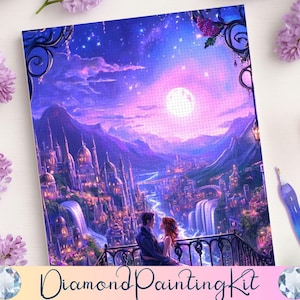 ACOTAR Velaris Night Court Diamond Painting Kit, Fantasy DIY Wall Decor, City of Starlight Balcony, Sarah J Maas, Booktok Gift For Crafters