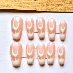 bestseller glow in the dark press on nails, white flame design coffin nails, reusable fake nails with glue, handmade luminous nail art set