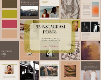 55 Instagram Templates - Aesthetic | Modern | Neutral | Trendy palette - Post - Business - Instagram Templates Canva
