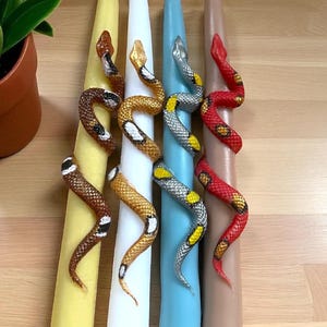Set of 2 Mixed Snake Taper Candles – Handmade Gothic Home Decor Accent