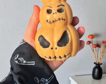 Pile de bougies citrouilles, décoration d'Halloween effrayante, bougie de soja peinte à la main, centre de table d'automne, cadeau de bougie d'Halloween