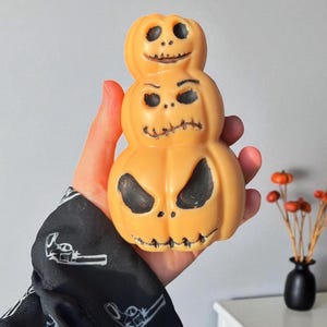 Pumpkin Stack Candle, Spooky Halloween Decor, Hand-Painted Soy Candle, Fall Table Centerpiece, Halloween Candle Gift