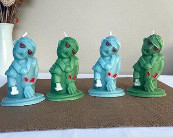 Set of Zombie Candles, Handmade Halloween Candles, Spooky Gothic Candles, Halloween Decor