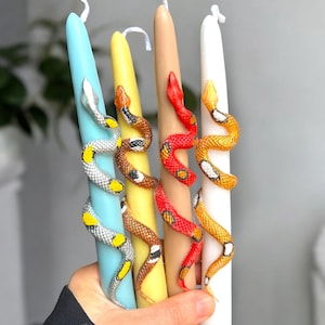 Set of 2 Handmade Snake Taper Candles – Mystical and Gothic Decor